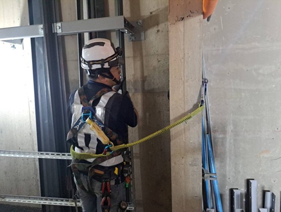 G15 station 1 elevator guide rail installation work